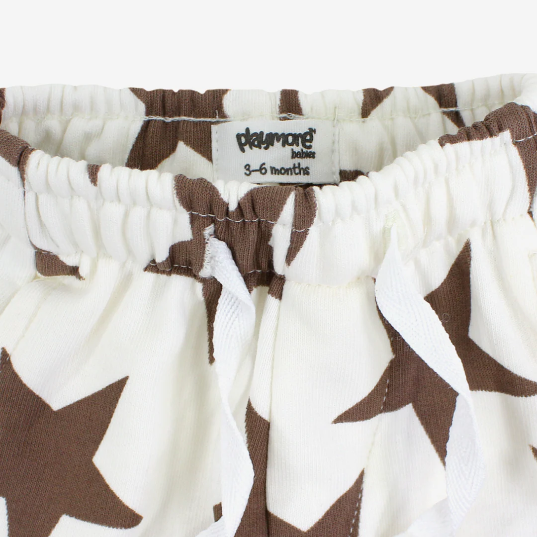 Baby Boys Cotton Shorts – Off-White with Stars Print - Image 8