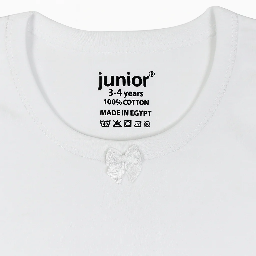 Girls Cotton Short-Sleeved Undershirt – White - Image 3