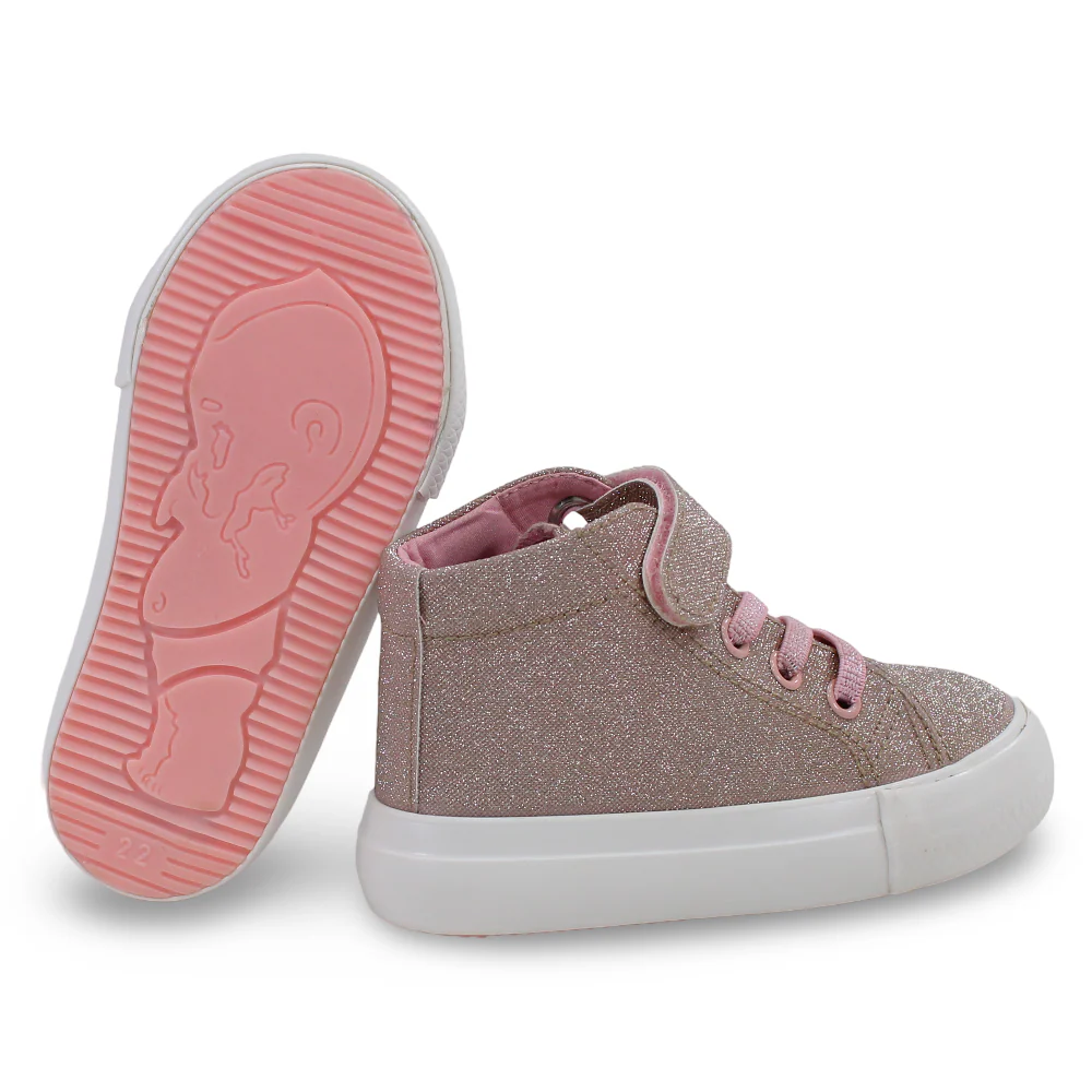 Girls Leather Half Boots – Pink with Glitter - Image 3