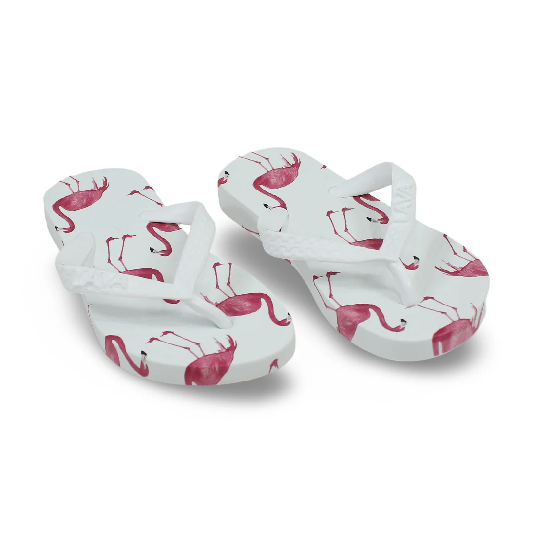 Girls Rubber Slippers White Flamingo