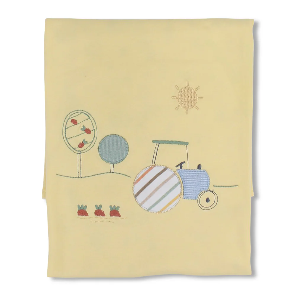 Cotton Baby Blanket – Tractor Embroidery