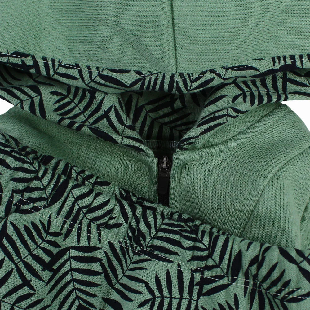 Baby Boys Cotton Hooded Pajama Set - Green with Giraffe Design - Image 4