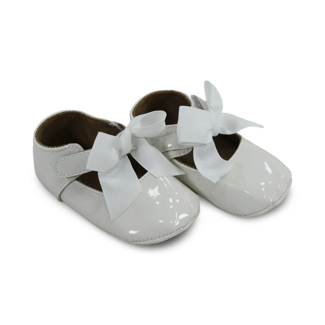 Baby Girls Leather Ballerina – with Bow Design