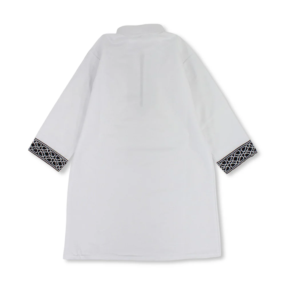 Boys Cotton Long-Sleeved Ramadan Jilbab – White - Image 6