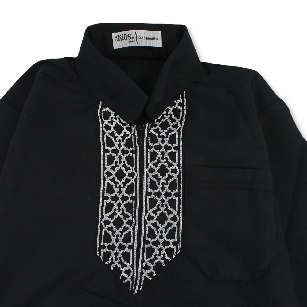 Boys Cotton Long-Sleeved Ramadan Jilbab – Black - Image 6