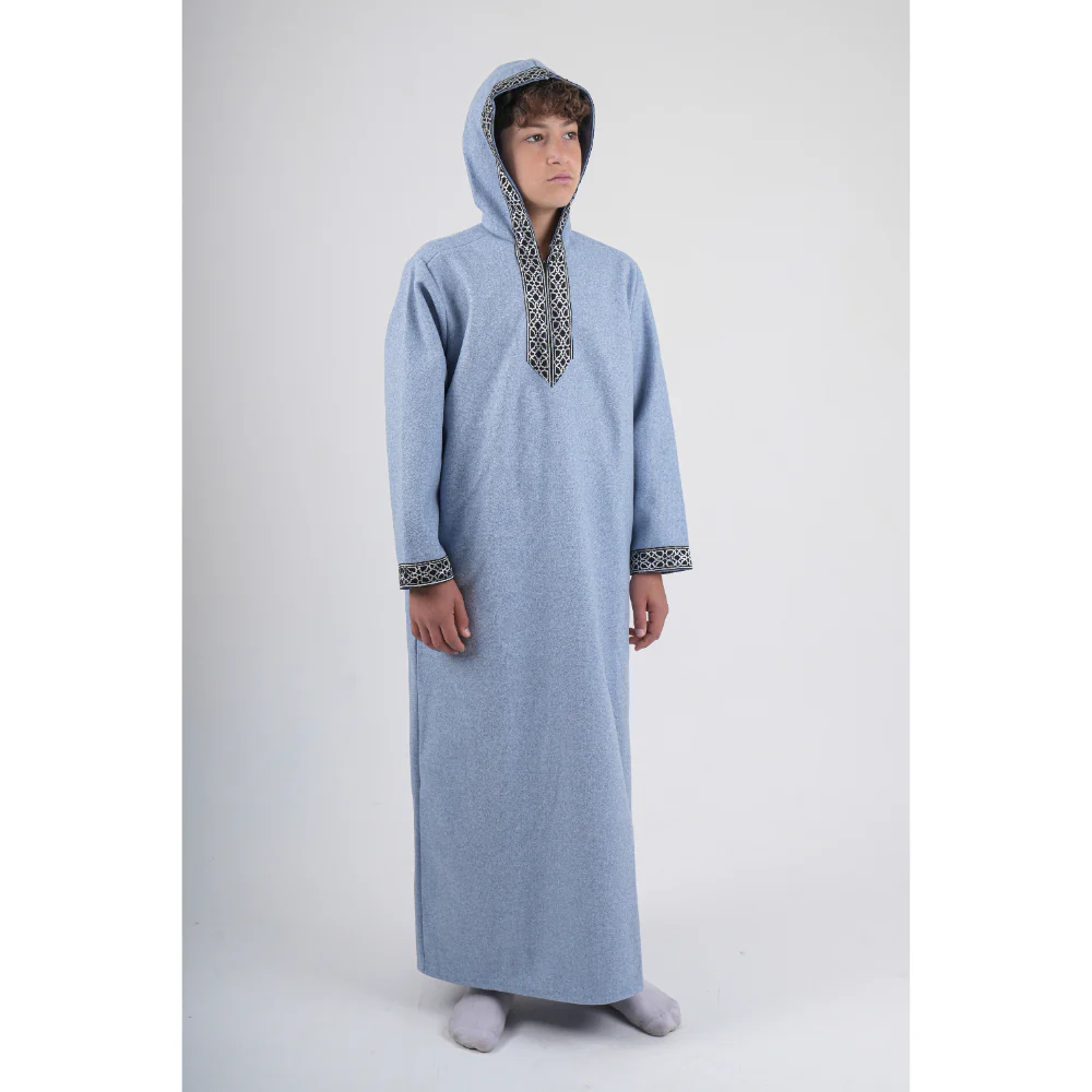Boys Long-Sleeved Hooded Jilbab – Baby Blue