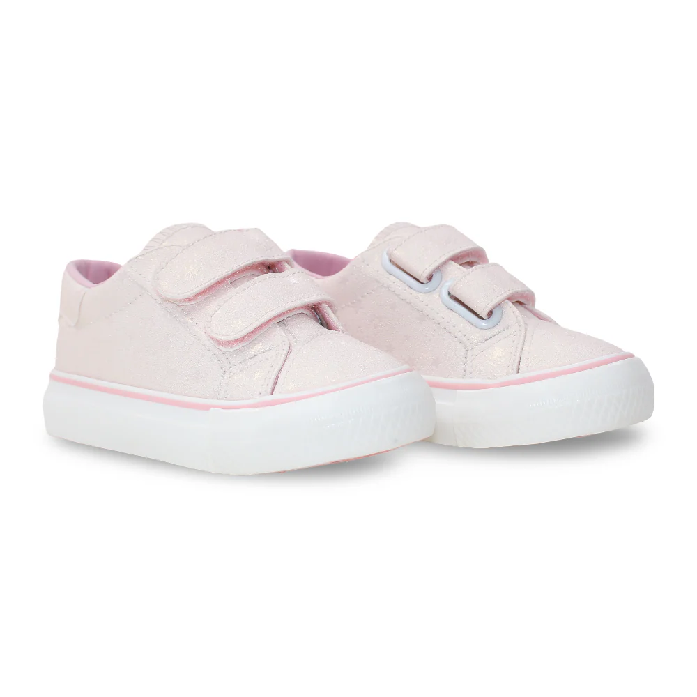 Girls Leather Sneakers – Beige with Stars Detail - Image 2
