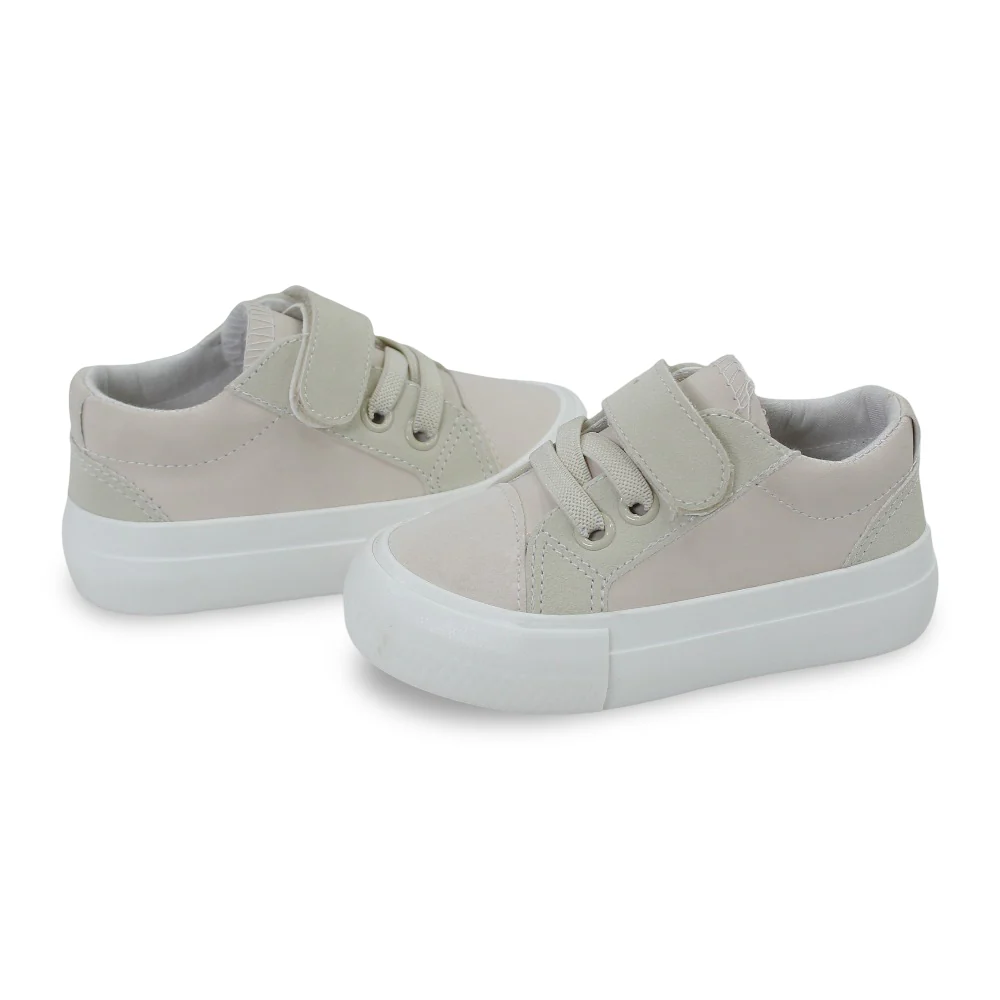 Unisex Leather Sneakers - Beige - Image 2