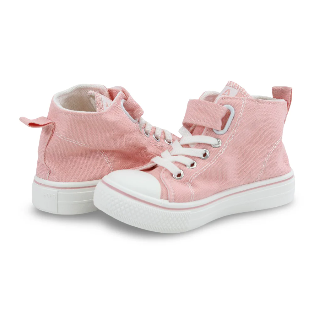 Girls Canvas Half Boots – Pink with Stitch Print - Image 2