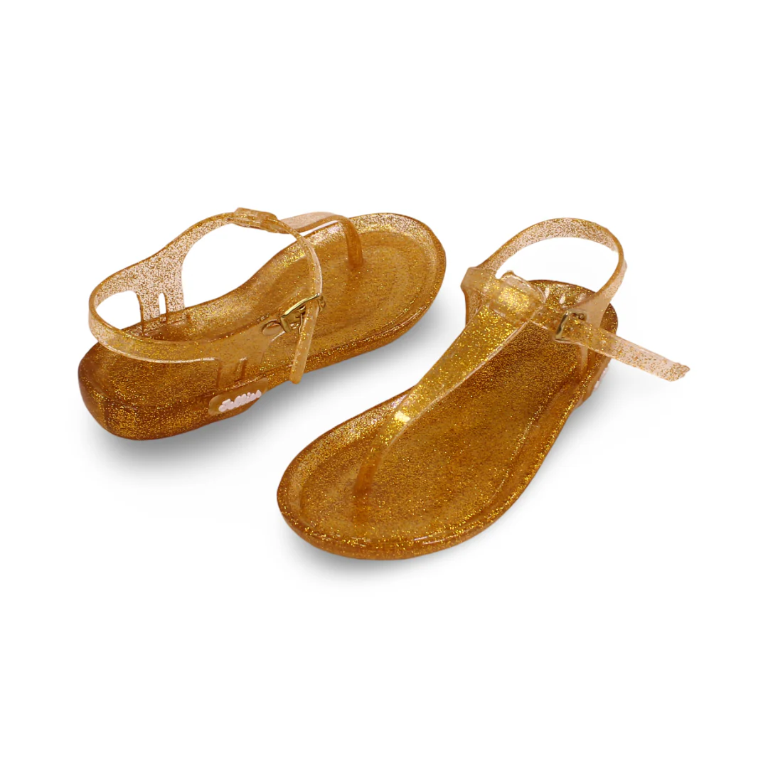 Girls Rubber Sandal – Glittery Gold - Image 2