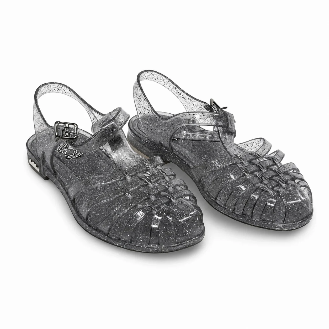 Girls Rubber Sandal – Glittery Grey