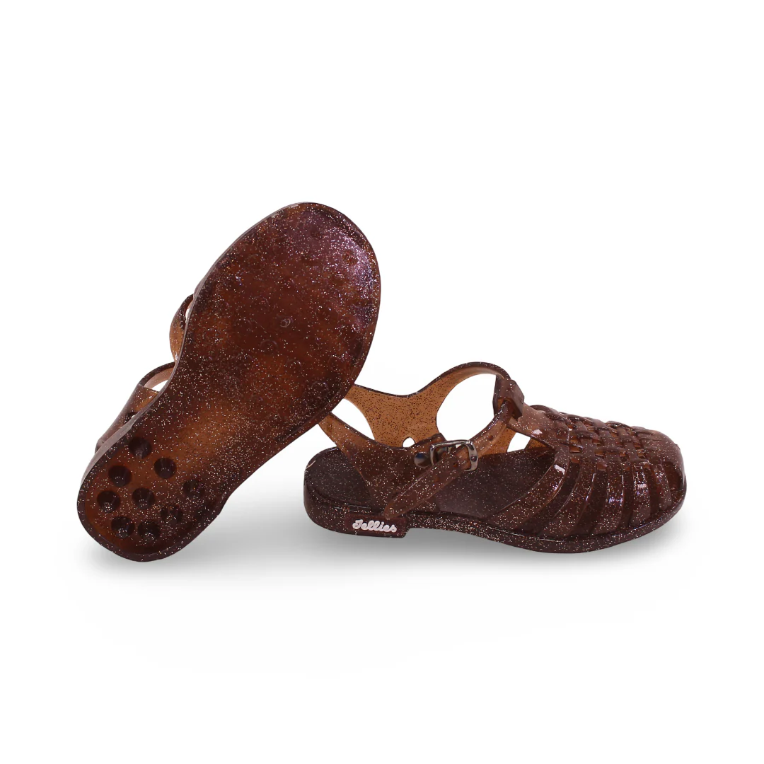 Girls Rubber Sandal – Glittery Brown - Image 3
