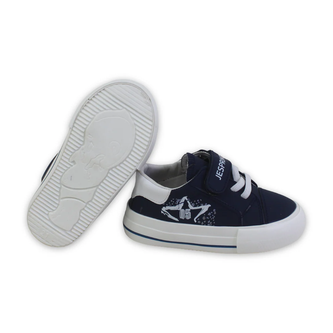 Baby Boys Leather Sneakers – Navy - Image 3
