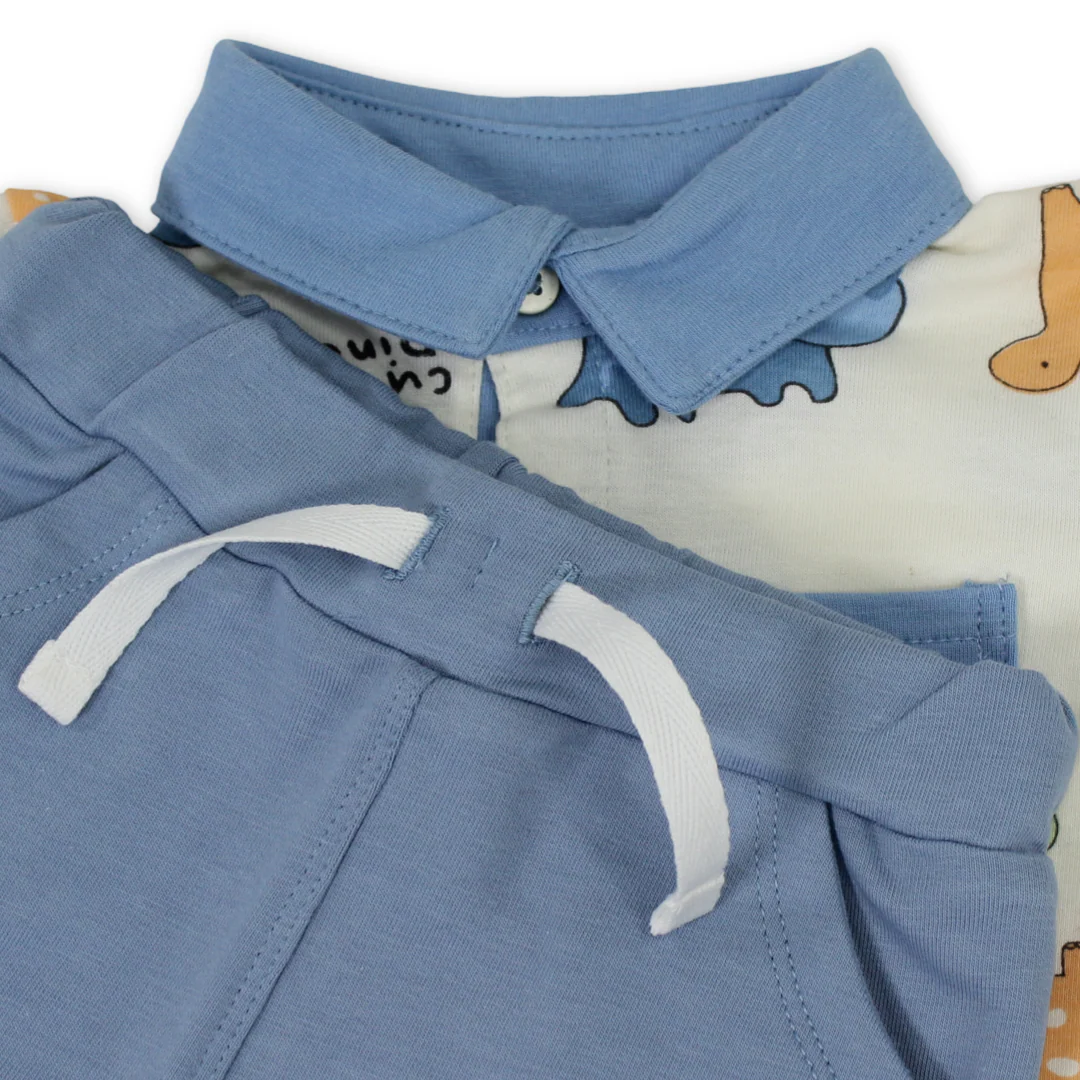 Baby Boys Cotton Pajama – Off-White with Cute Dino Print - Image 3