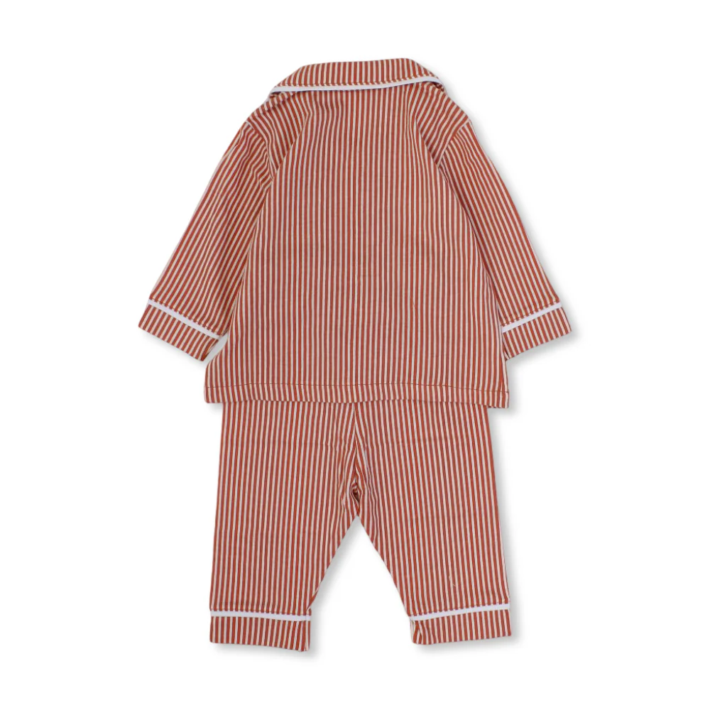 Baby Boys Cotton Pajama – Striped Orange - Image 2