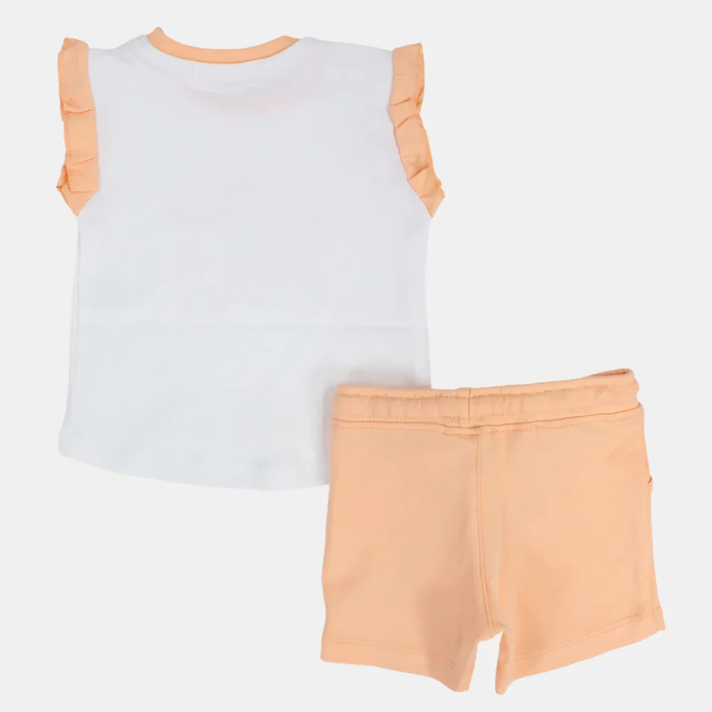 Baby Girls Cotton Pajama Set – Off-White/Salmon with "My Unicorn" Print - Image 2
