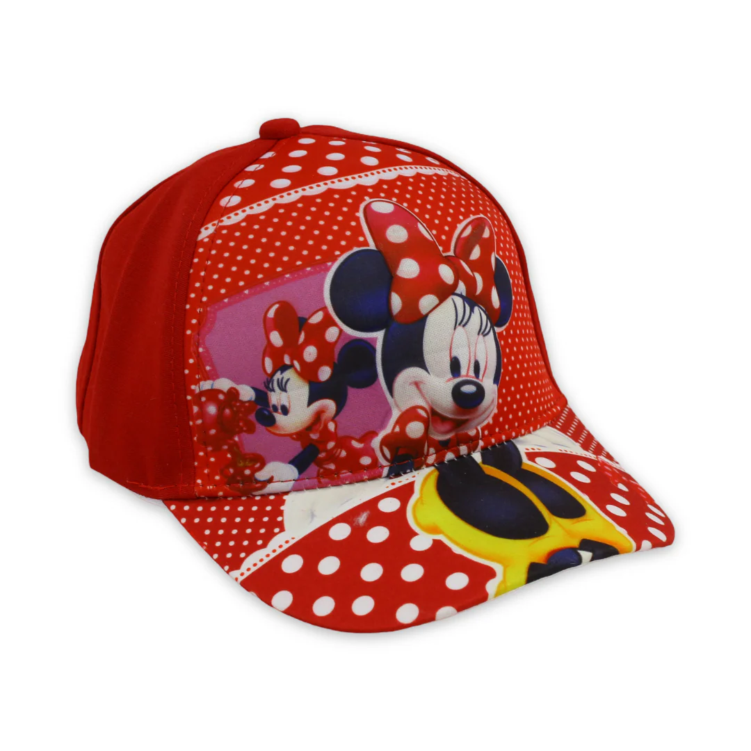 Girls Cap – Red with Minnie Mouse Print