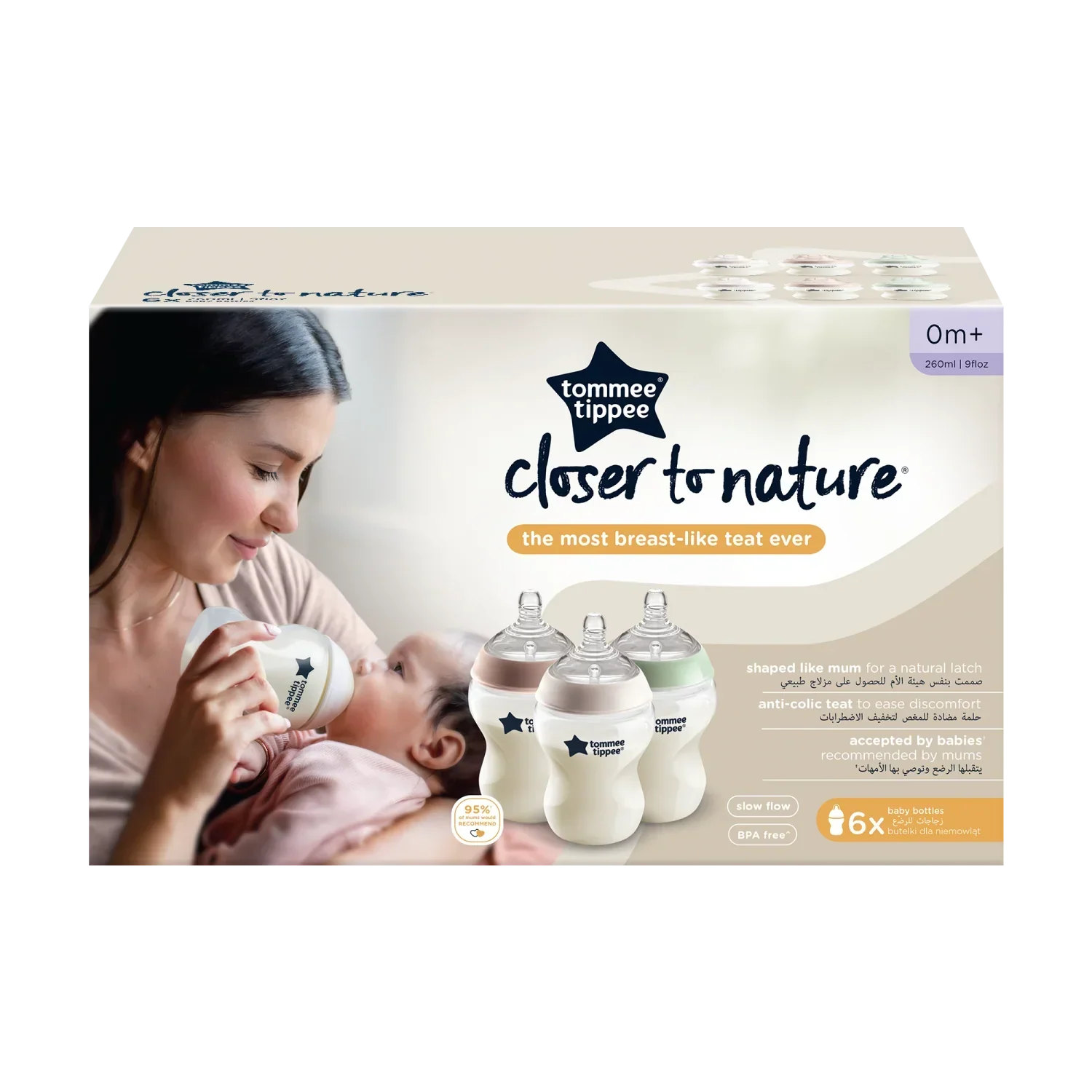 Tommee Tippee Feeding Bottles Pastel – Natural Start Anti-Colic Baby Bottles 6X260ml - Image 3