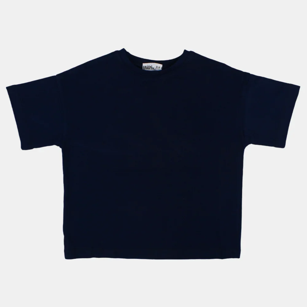Unisex Kids' Navy Oversized T-Shirt – Cotton - Image 3