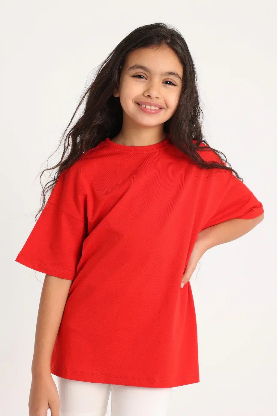Unisex Kids' Red Oversized T-Shirt – Cotton - Image 3