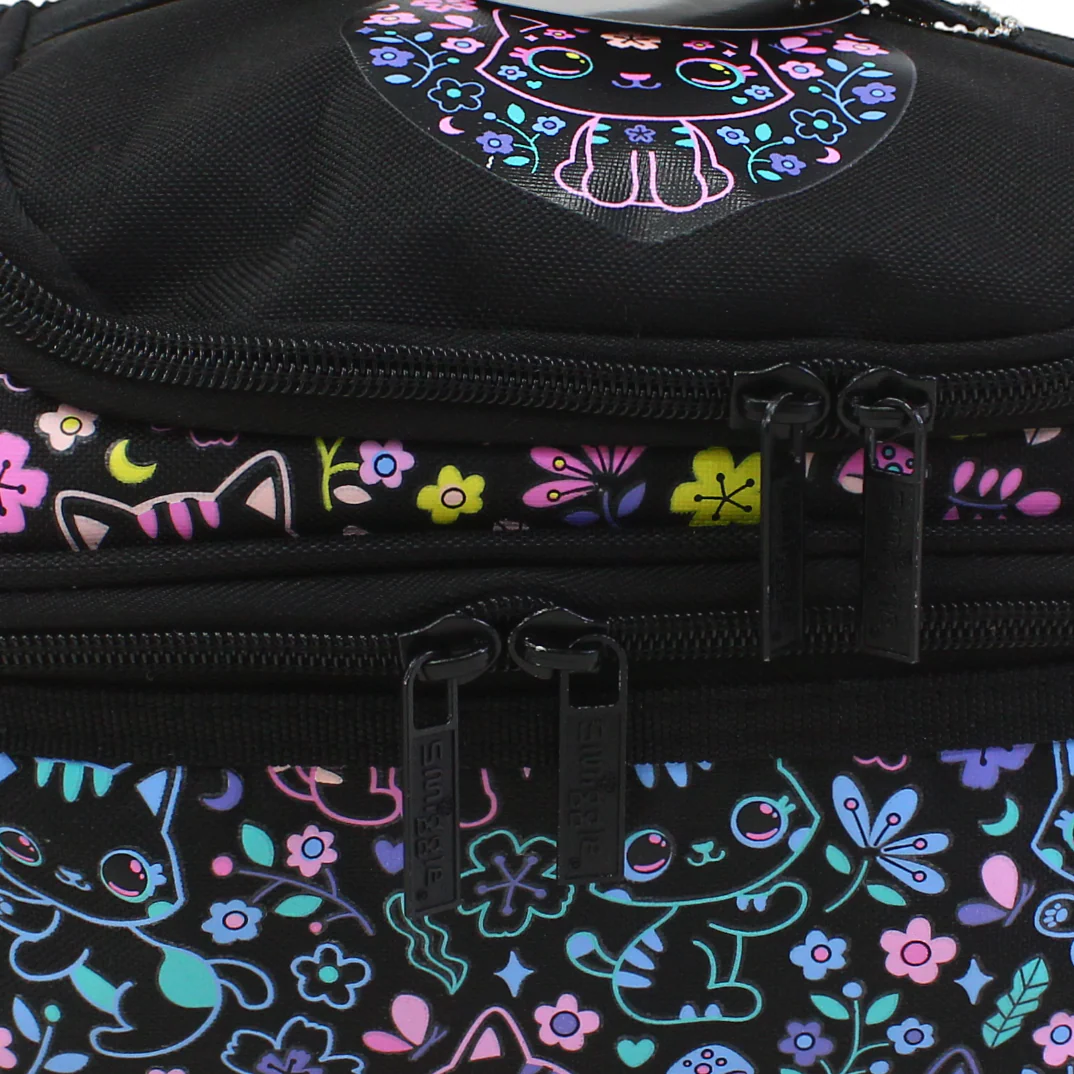 Smiggle Lunch Bag Cats and Flowers Design – Black - Image 3