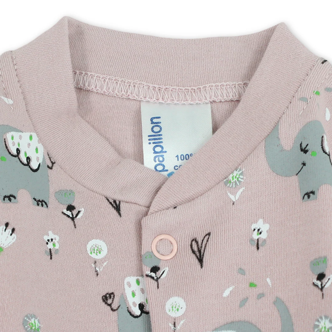 Baby Boys Cotton Footless Onesie – Elephants Print - Image 6