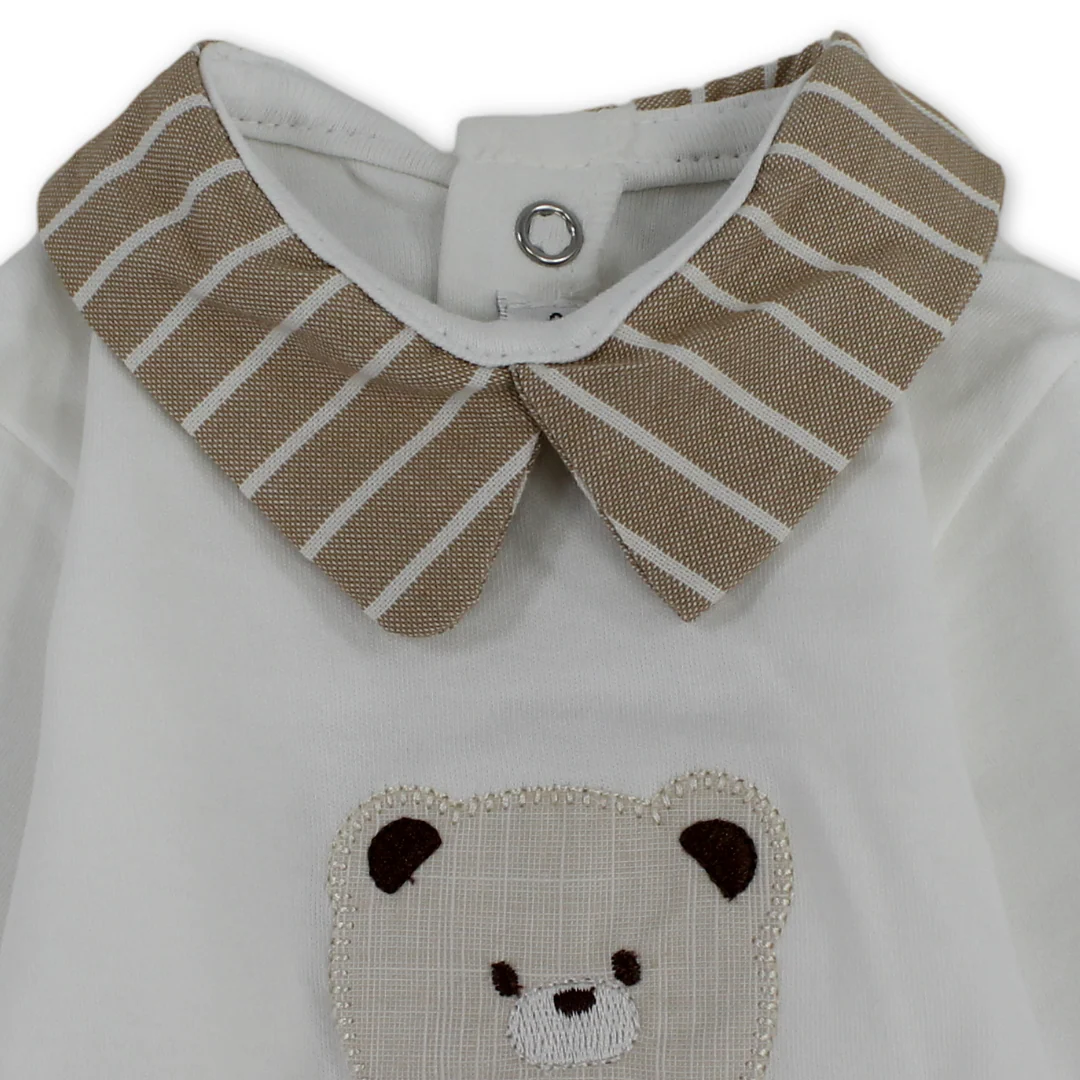 Baby Boys Cotton Baby Footie – Teddy Bear Embroidery - Image 6