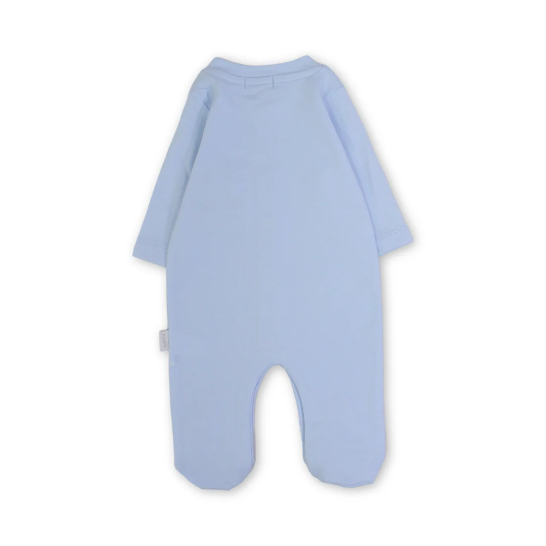 Baby Boys Cotton Baby Footie Onesie – Teddy Bear Embroidery - Image 4