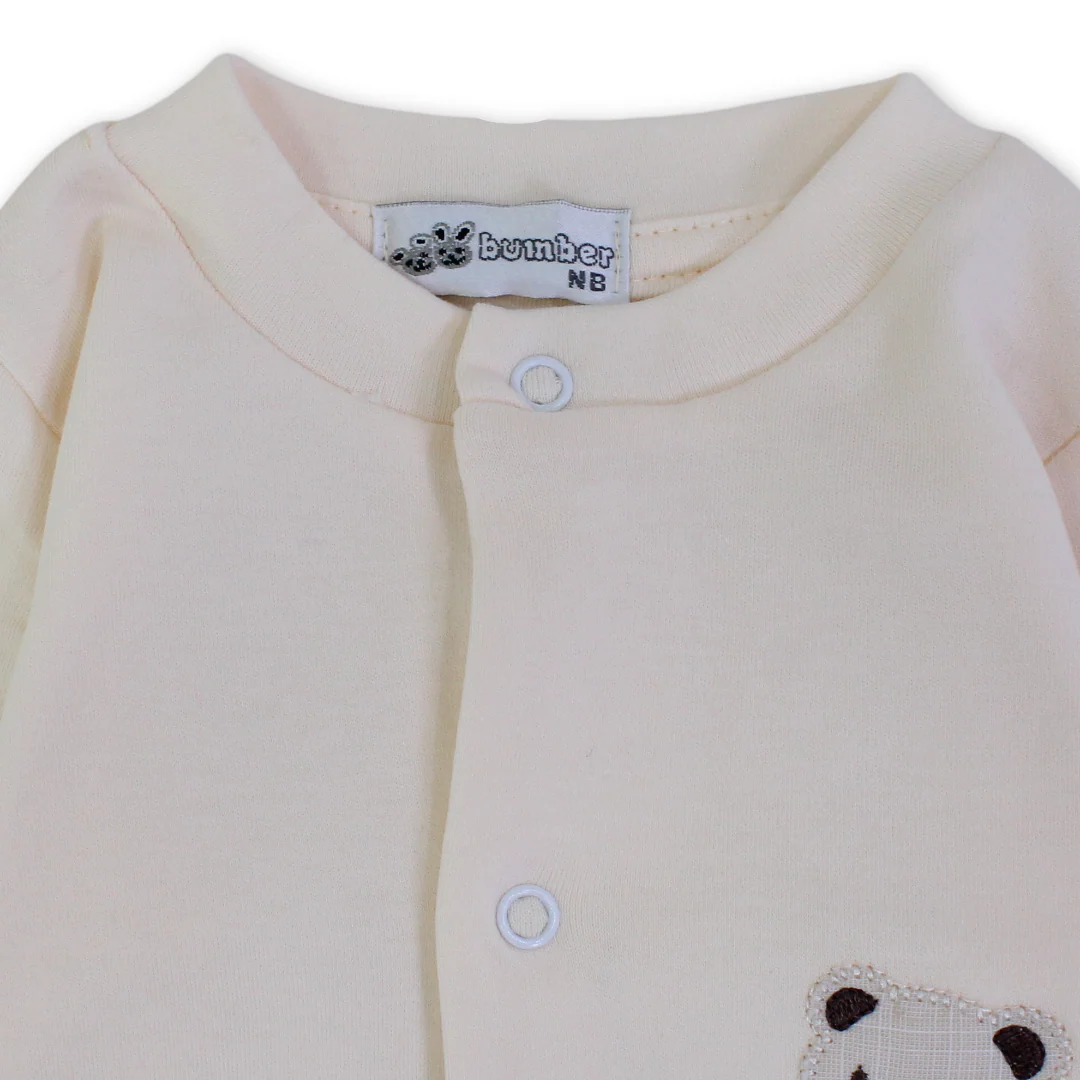Baby Boys Cotton Baby Footie Onesie – Teddy Bear Embroidery - Image 6