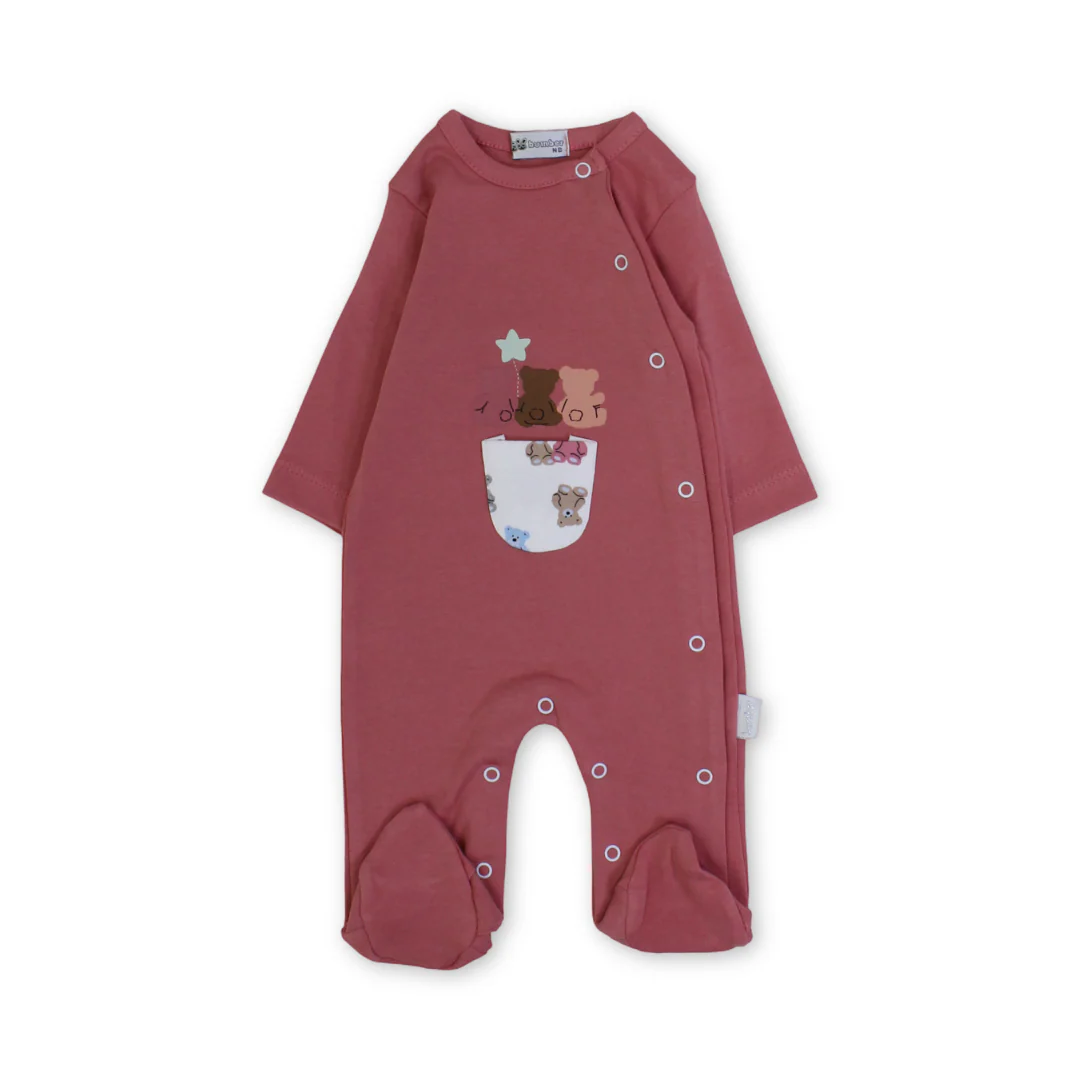 Baby Boys Cotton Baby Footie Onesie – Teddies Embroidery
