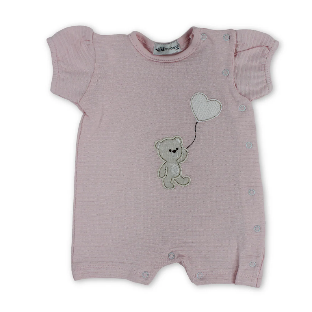 Baby Girls Cotton Romper – Heart Embroidery