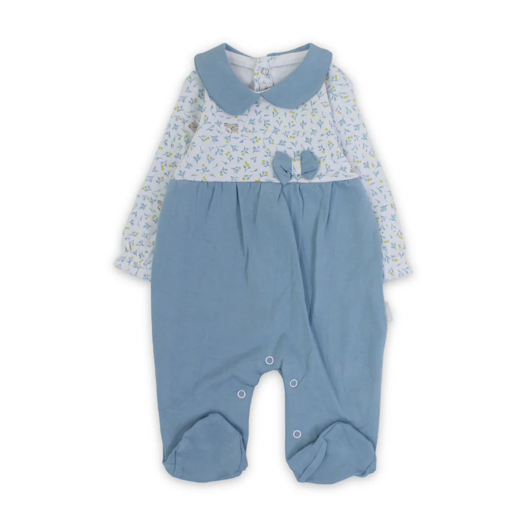 Baby Girls Cotton Baby Footie Onesie – Bow Design