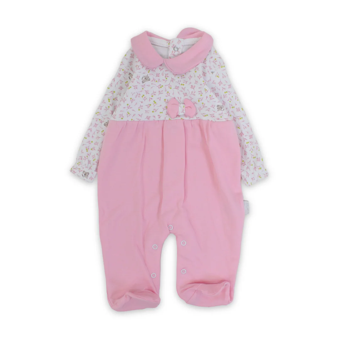 Baby Girls Cotton Baby Footie Onesie – Bow Design - Image 4
