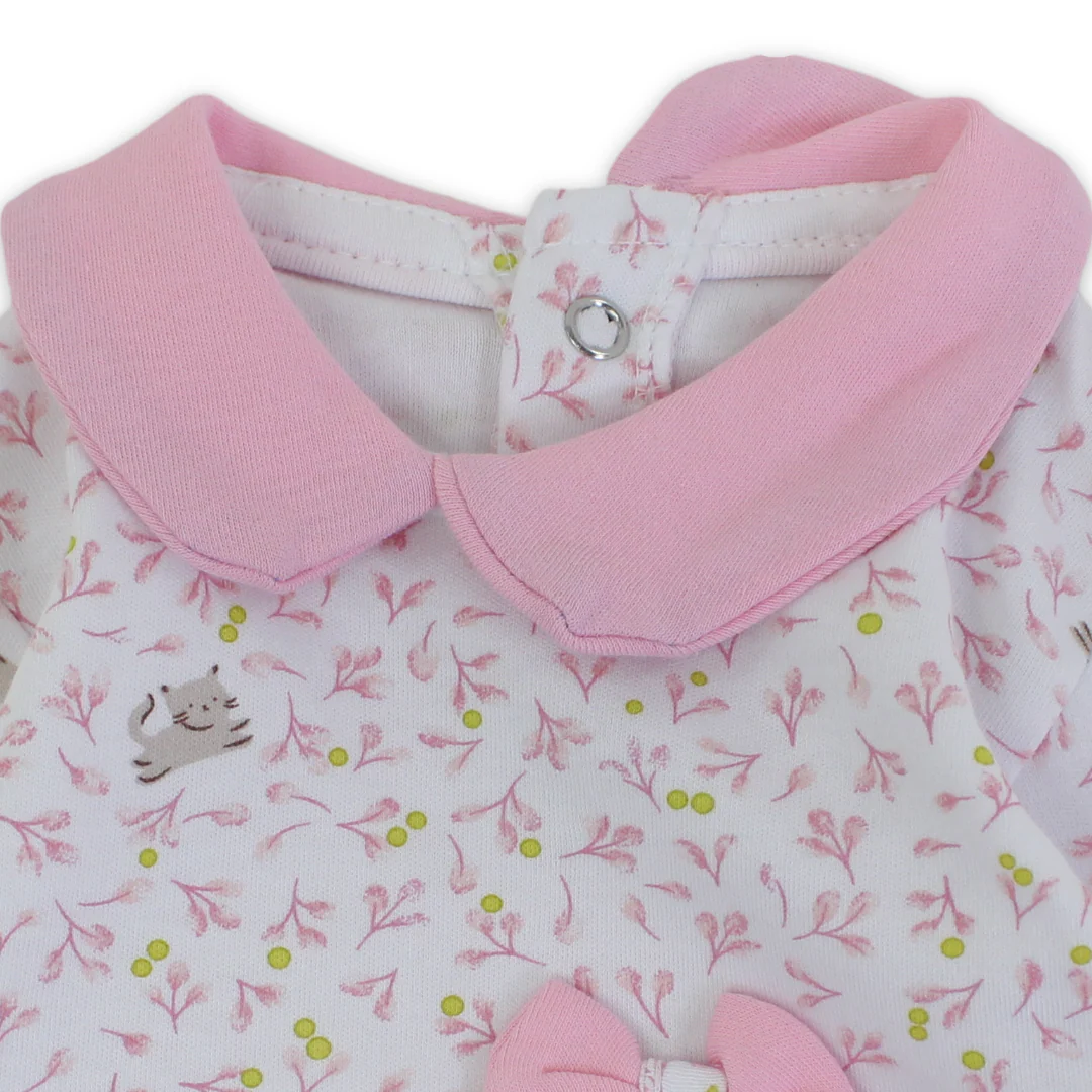 Baby Girls Cotton Baby Footie Onesie – Bow Design - Image 6