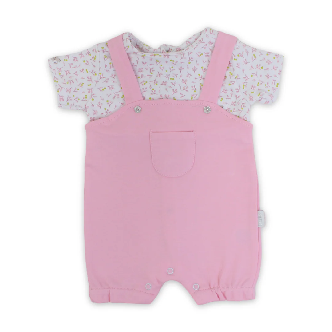 Baby Girls Cotton Romper – Leaves Print