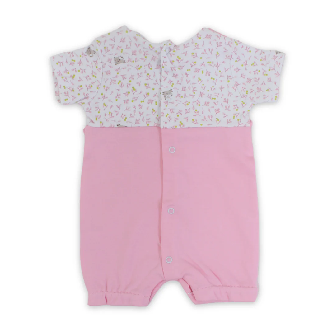 Baby Girls Cotton Romper – Leaves Print - Image 2