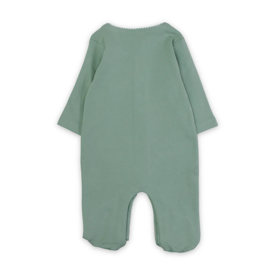 Baby Girls Cotton Baby Footie – with Flowers Embroidery - Image 5