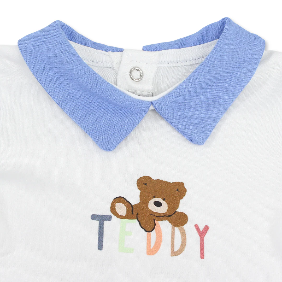 Baby Boys Cotton Romper – Teddy Bear Print - Image 3