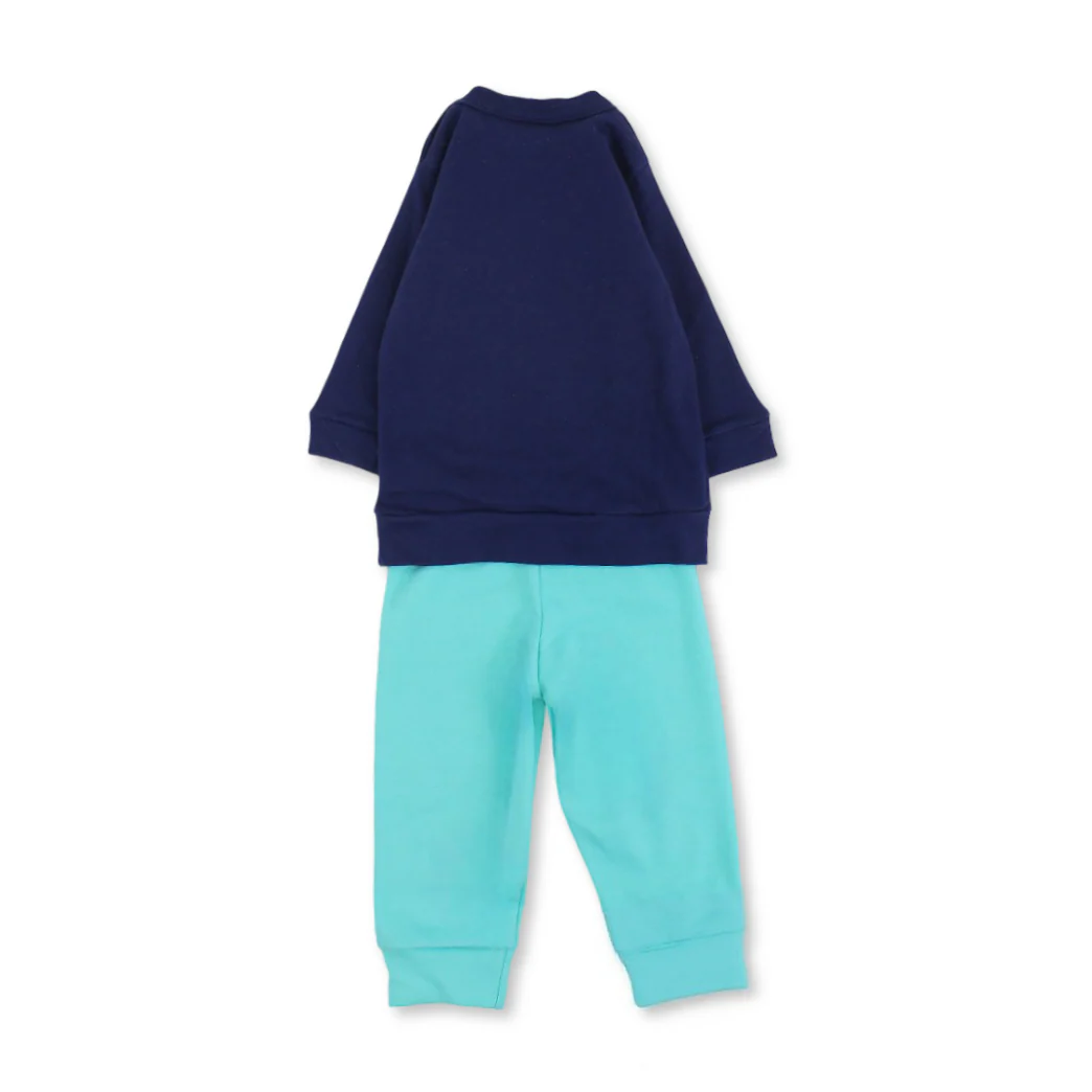 Baby Boys Cotton Pajama – Navy with Dino Print - Image 2