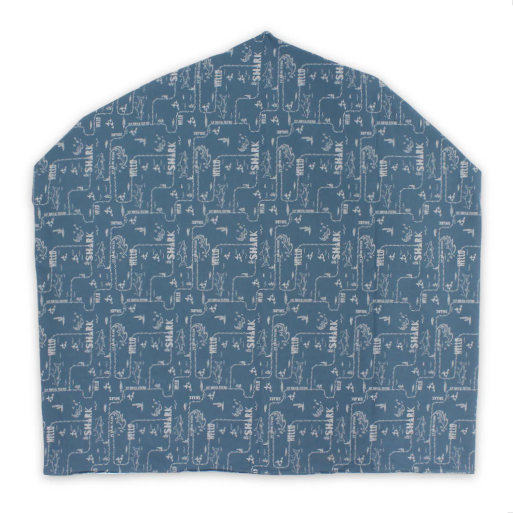 Cotton Baby Breastfeeding Cover – Petrol Blue with Sharks Print - Image 2