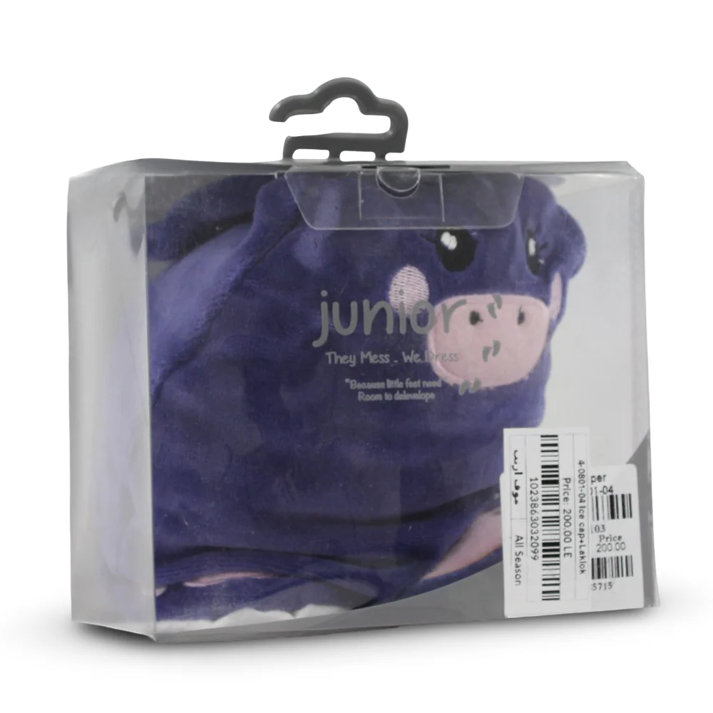 Baby Girls Velvet Winter Set – Purple with Bunny Design (Beanie + Footies)