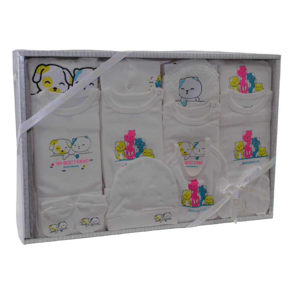 Unisex Baby Cotton Gift Box – Off-White with “My Best Friend” Design 20 Pcs (0-3m)