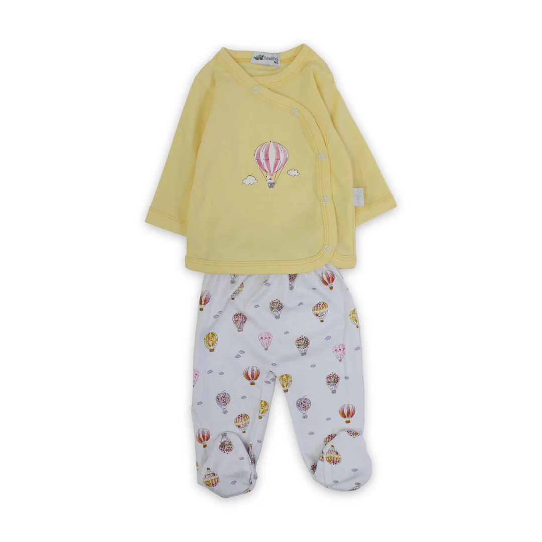 Unisex Baby Cotton Pajama – Clouds and Balloons Print