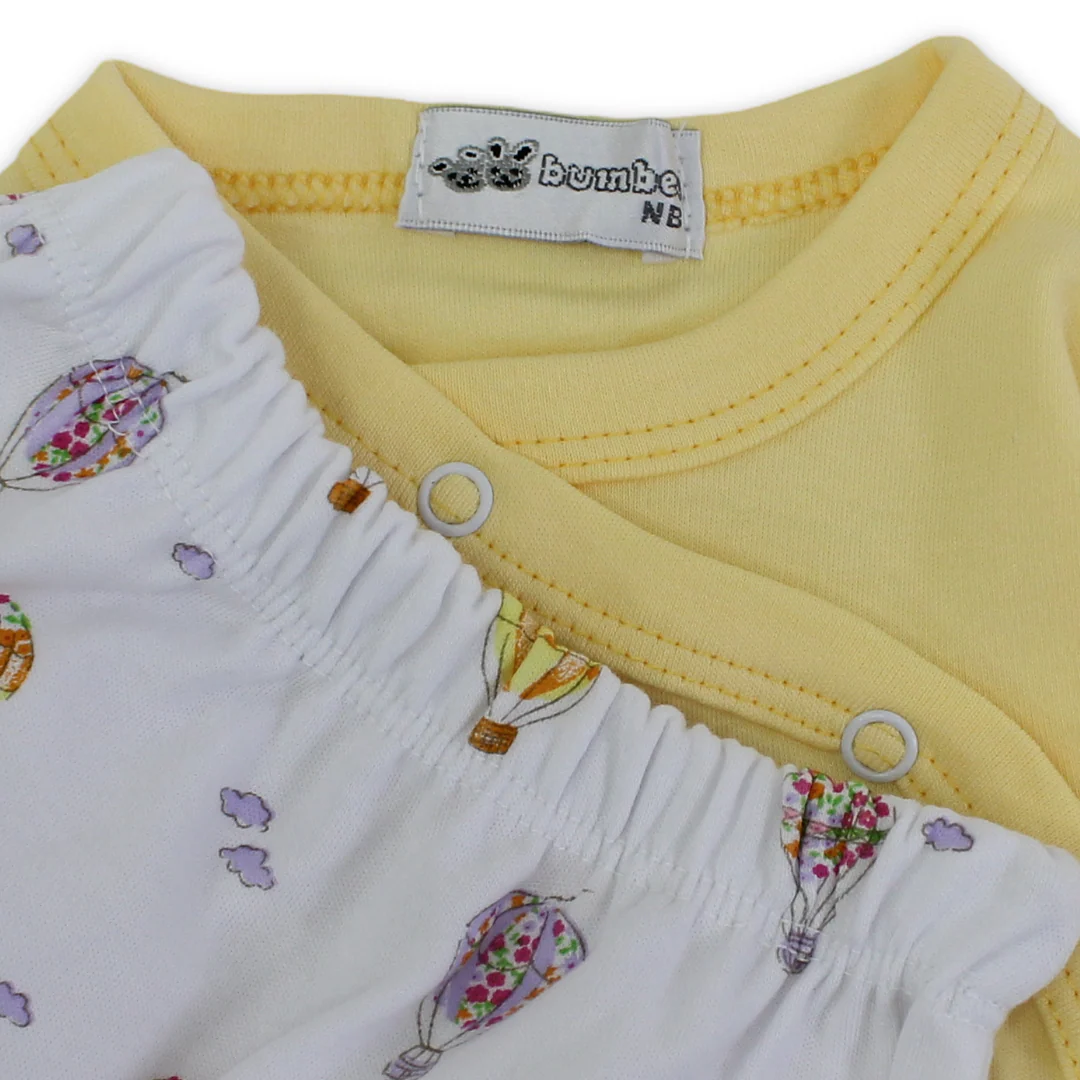 Unisex Baby Cotton Pajama – Clouds and Balloons Print - Image 3