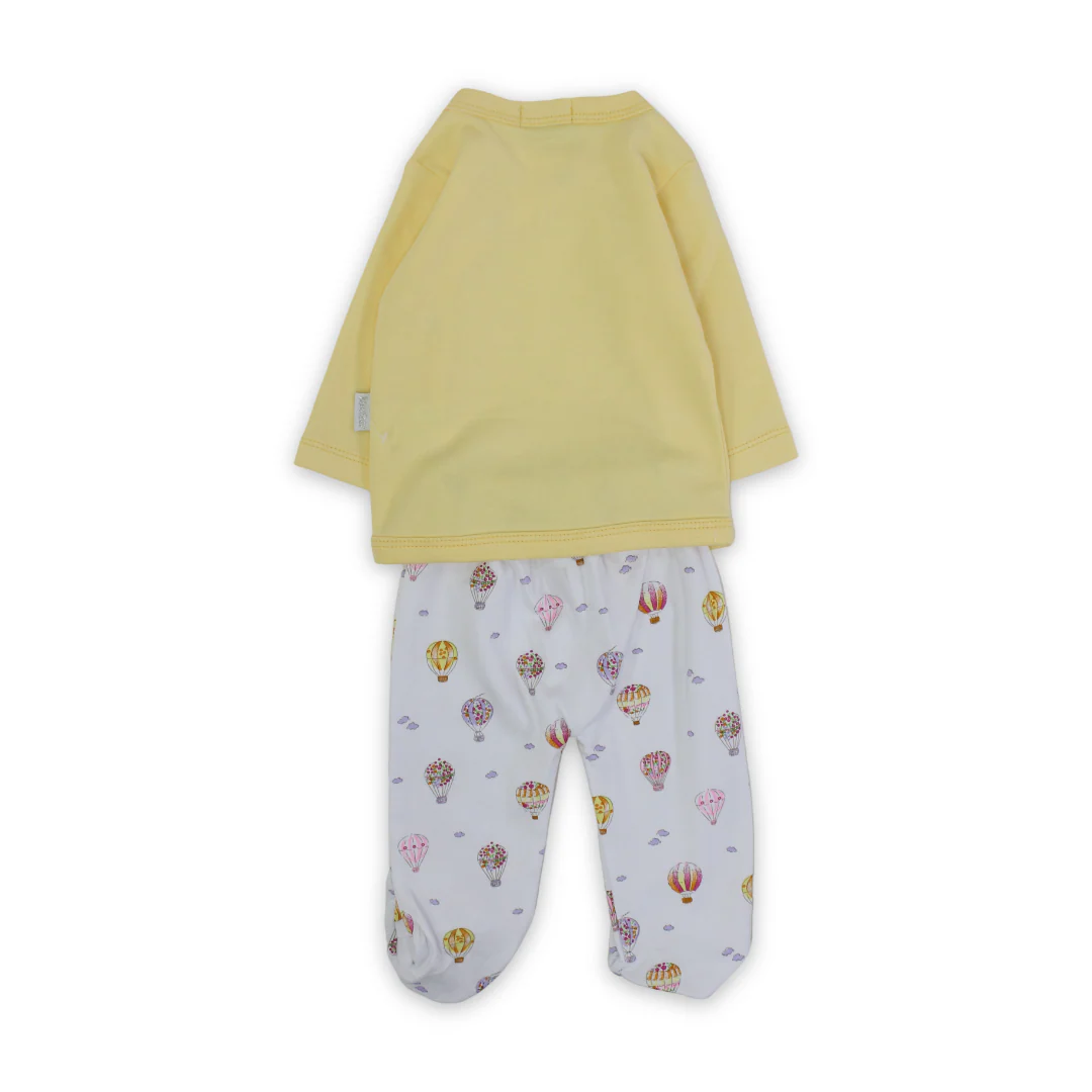 Unisex Baby Cotton Pajama – Clouds and Balloons Print - Image 4