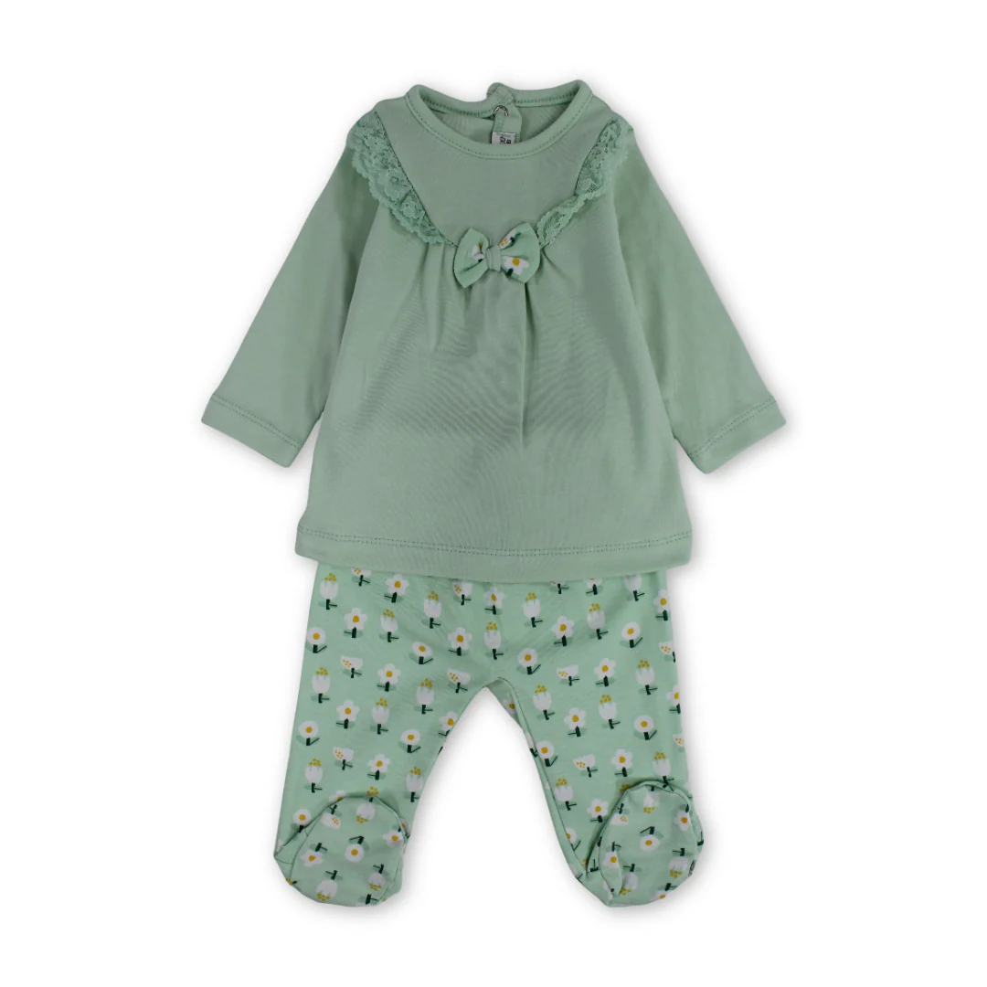 Baby Girls Cotton Pajama – Bow Design