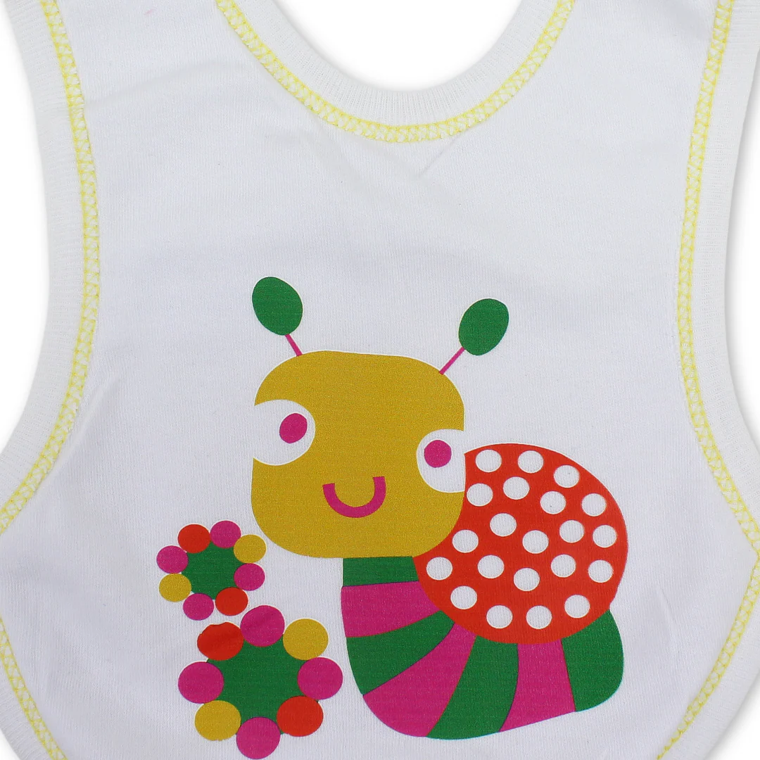Cotton Baby Bib – White with Shell Print - Image 3