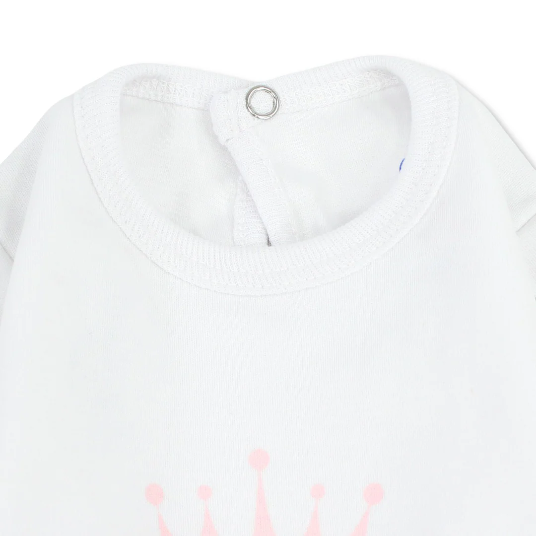 Baby Girls Cotton Baby Footie with "Princess" Print - Image 3