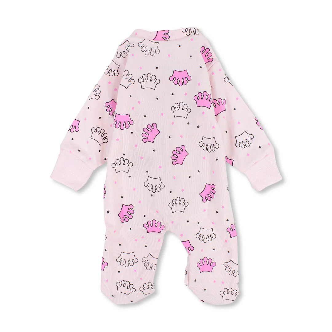 Baby Girls Cotton Baby Footie with "Princess" Print - Image 5