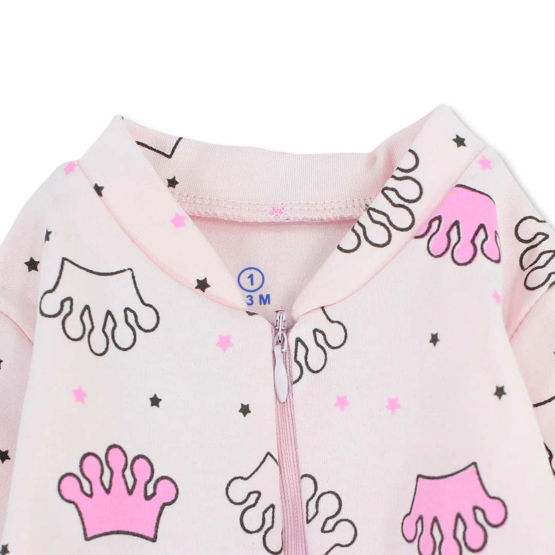 Baby Girls Cotton Baby Footie with "Princess" Print - Image 6